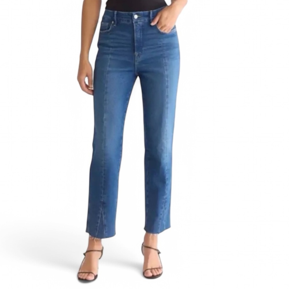 Good American High Waist Distressed Straight Leg Jeans size 4/27